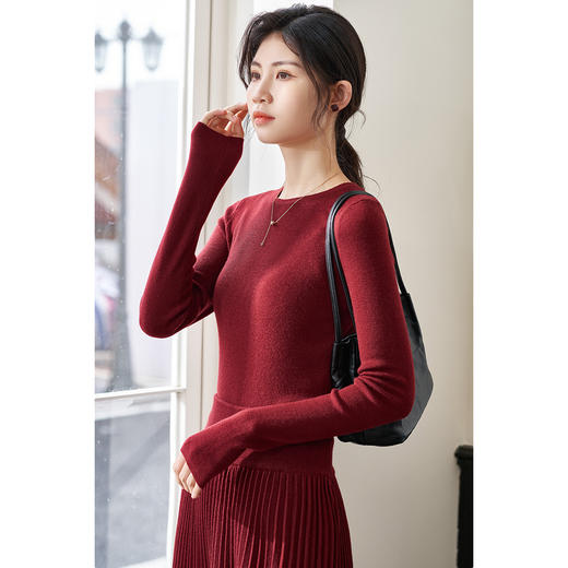剩L 【新年红色】2026春节新款红色含羊毛针织衫百搭显瘦上衣4406 商品图3