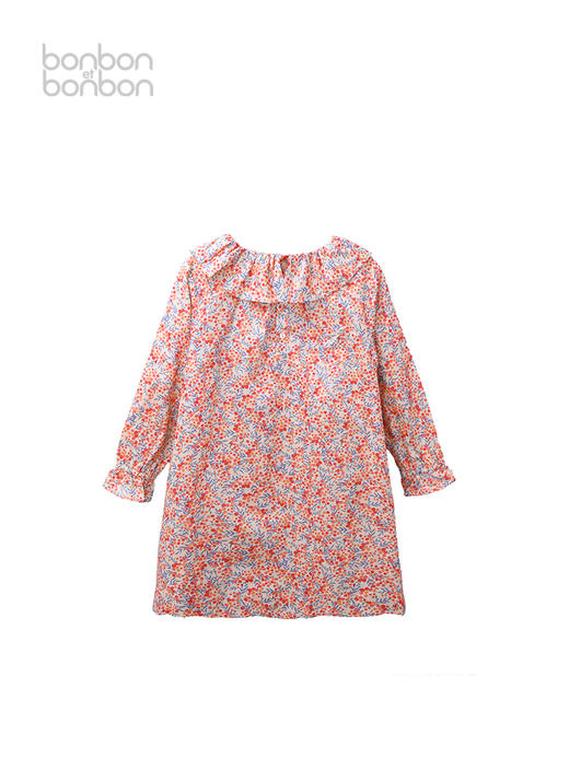 小浆果荷叶边长袖连衣裙 商品图1