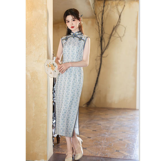 GX苏杭改良长款无袖旗袍厂家批发2025春夏新款年轻少女日常可穿旗袍 商品图3