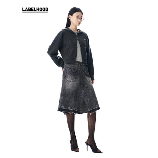 【对倒×LABELHOOD】联名款简约深灰色羊毛拉链卫衣 商品图2