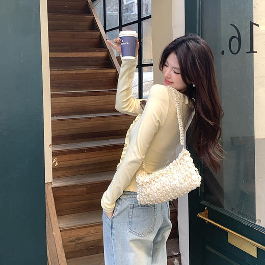 【春日明媚】玫瑰花拼接荷叶边收腰V领针织衫女上衣V0450191 商品图4