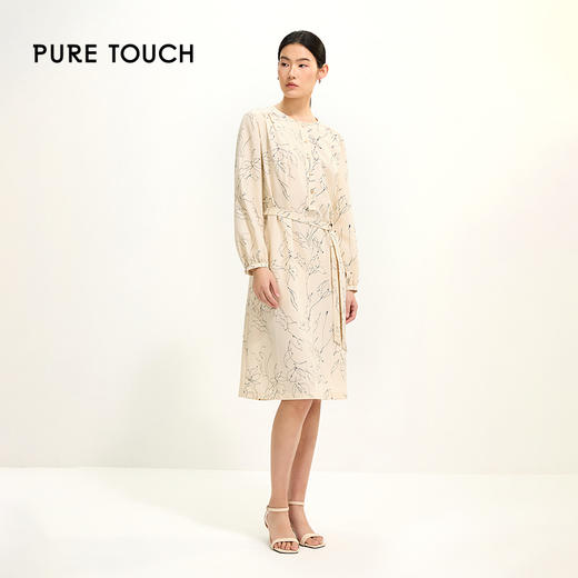 pure touch女士印花职业通勤收腰连衣裙1349251005 商品图1