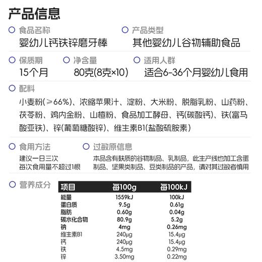 喵小侠_婴幼儿钙铁锌磨牙棒/80g★ 商品图3