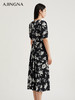 【商场同款】阿菁娜优雅黑白印花连衣裙A29C112010 商品缩略图2