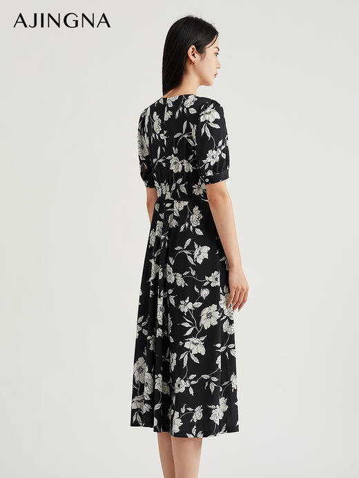 【商场同款】阿菁娜优雅黑白印花连衣裙A29C112010 商品图2