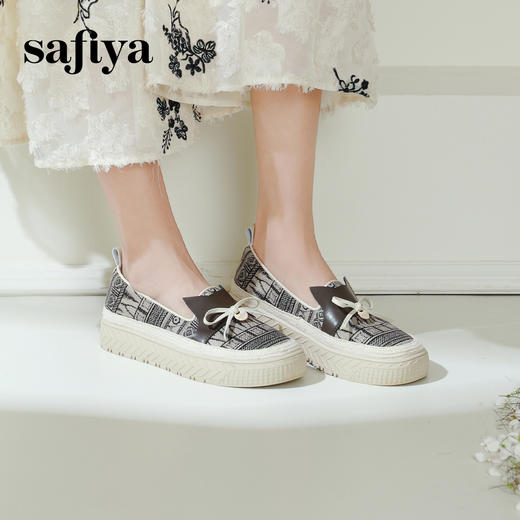 Safiya/索菲娅2025春新款猫咪复古百搭厚底懒人休闲渔夫鞋 SFD1112243 商品图2