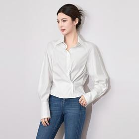 【高货wl】全新升级【铂金会员220/天猫289/差价69】(11214) 洛诗琳高级感简约翻领衬衫2025春季连肩袖收腰显瘦上衣女