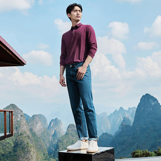 柒牌男装长袖POLO衫男春季2025新款商务通勤上班休闲翻领打底上衣128T71740 商品图3