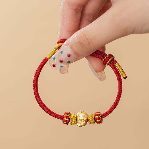 【经典】2025年蛇年生肖足银999编织红色手绳  萌蛇献瑞贺福年 本命年平安扣编织绳纯银手链带证书 商品图5