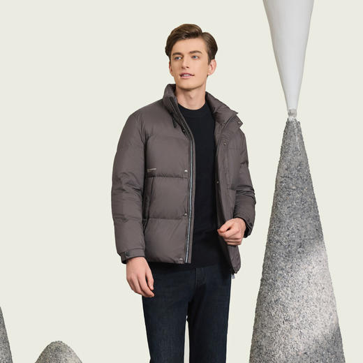 半身缘男装  冬季羽绒服短款立领简洁轻盈又保暖254212M01712955 商品图3