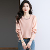 CC-BSM-729春季新款女士针织衫小个子拼接长袖宽松遮肉上衣打底 商品缩略图1