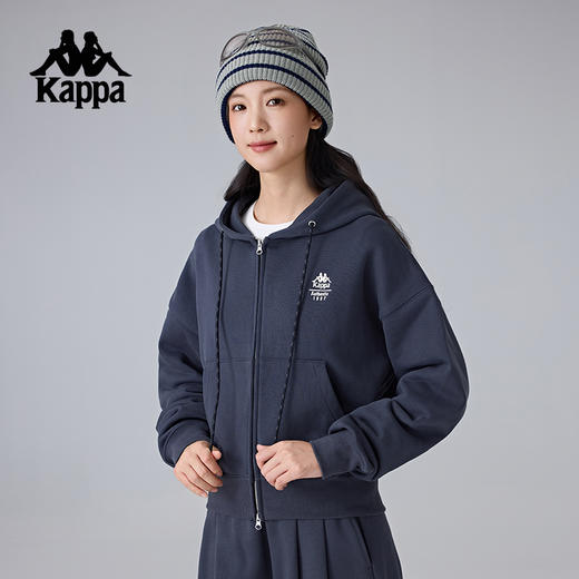 Kappa卡帕背靠背新款运动外套女款休闲连帽卫衣针织开衫短款上衣K0F22MK61 商品图1