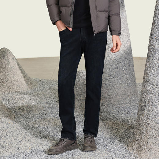 半身缘男裤  冬季牛仔裤简约时尚新颖棉复合面料254101M10103497 商品图1