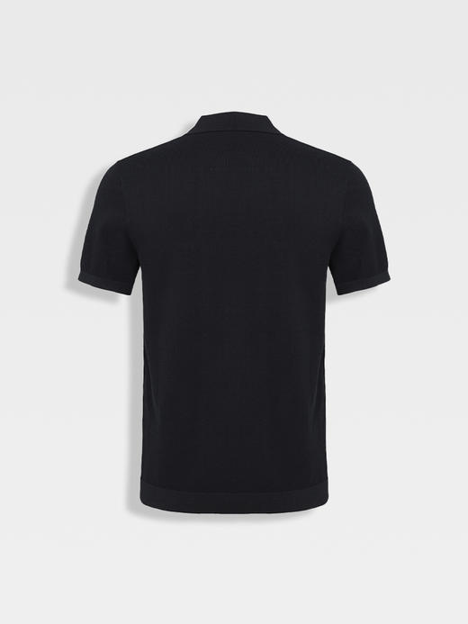 callisto藏青棉桑蚕丝混纺T恤 商品图1