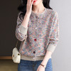 CC-tbrk-6951春秋花纱羊毛针织衫女开衫大码宽松休闲减龄毛衣外套短款外搭 商品缩略图2