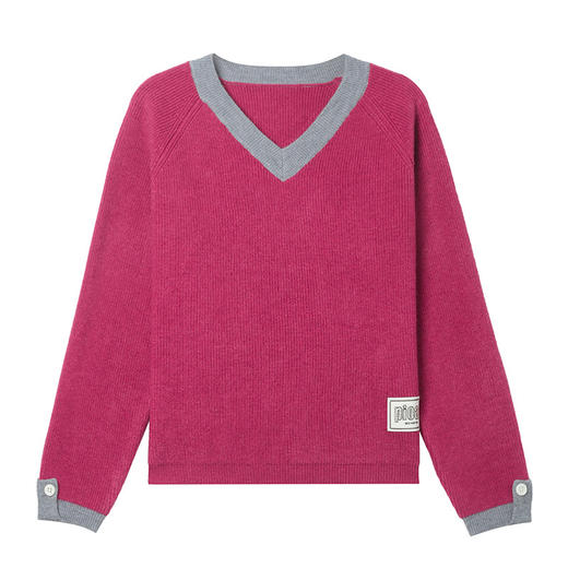 CC-103-A988V领短款毛衣女士2025春秋季新款小个子洋气拼色针织打底衫上衣服 商品图4