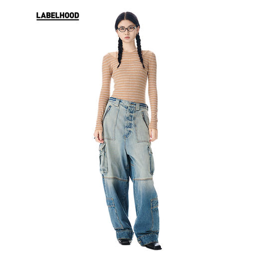 【SHORT SENTENCE×LABELHOOD】联名款条纹双层修身针织上衣 商品图1