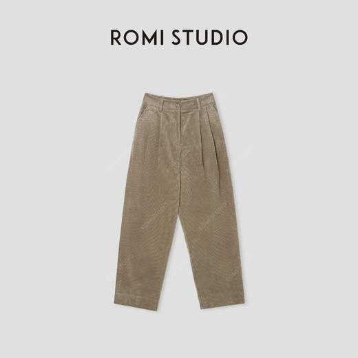 ROMI STUDIO“松弛高知”高比例棉高腰直筒粗坑灯芯绒长裤23AWK1151 商品图0