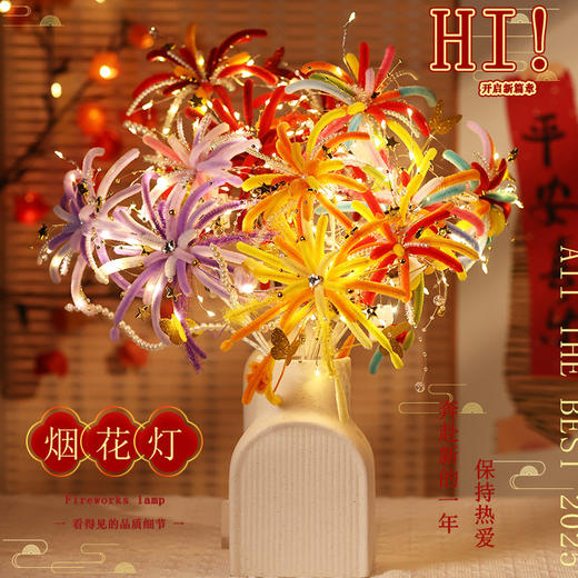 【赠视频教程+2米灯串】新年烟花灯 儿童玩具扭扭棒 手工DIY材料包 春节发光花灯 新的一年奔赴所喜 玩具礼物 商品图1