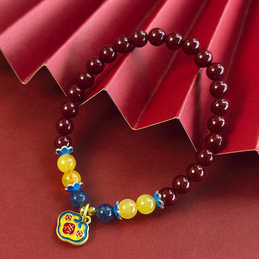 BAOFANDI宝梵迪新年红系列朱砂平安锁手串 女生珍珠首饰蛇年朱砂手串BF 商品图5