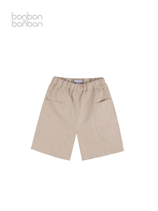 杏色撞色细节短裤 商品图0