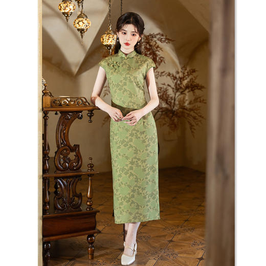 GX时尚年轻少女款长款连袖旗袍2025春新款改良新中式日常旗袍 商品图0