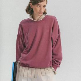 顺丰包邮65247洛诗琳浆果粉纯色刺绣圆领卫衣827