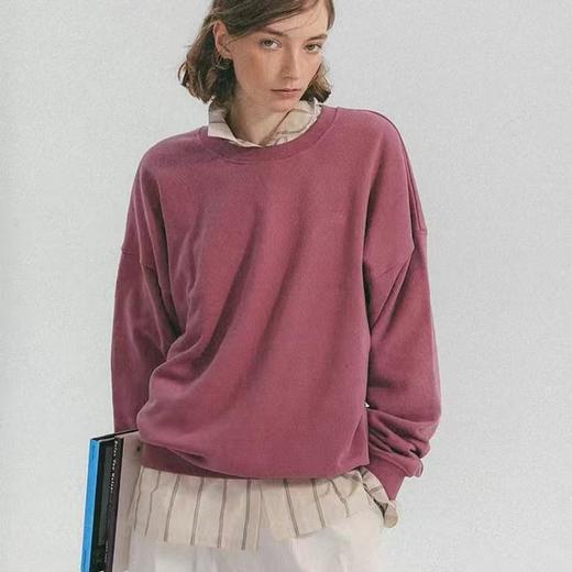 顺丰包邮65247洛诗琳浆果粉纯色刺绣圆领卫衣827 商品图0