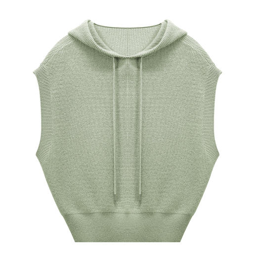 100%山羊绒无袖连帽套头背心 商品图3