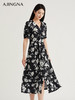 【商场同款】阿菁娜优雅黑白印花连衣裙A29C112010 商品缩略图1