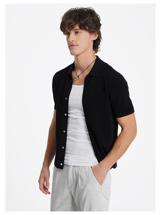 callisto松弛系列黑色棉混纺T恤 商品图3