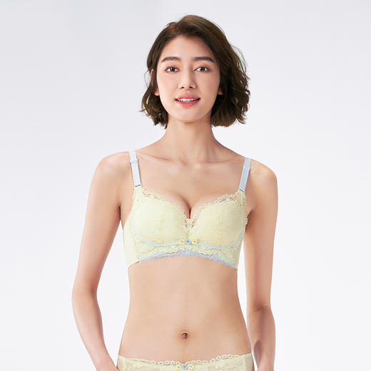 都市丽人内衣A:加厚B:中厚蕾丝自然舒适无钢圈小奶盖常规文胸LBH1M5 商品图4