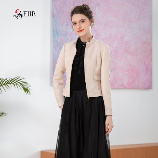 司歌修身短外套秋冬女弹力拉链B901242X 商品图0