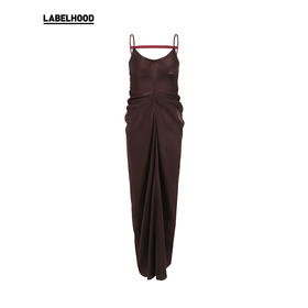 【OUDE WAAG】蕾虎简约垂坠收腰露背吊带裙经典款连衣裙