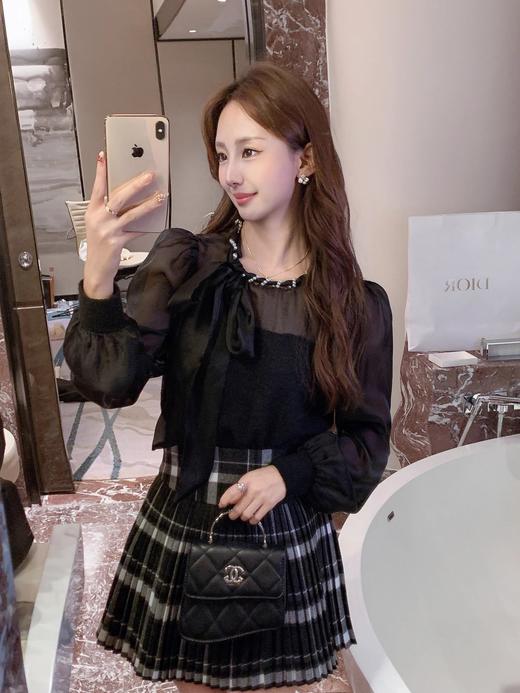 张心子【布拉格少女】校园风减龄格子百褶裙半身裙 U2411107 商品图7