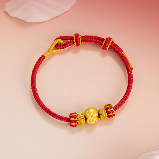 【经典】2025年蛇年生肖足银999编织红色手绳  萌蛇献瑞贺福年 本命年平安扣编织绳纯银手链带证书 商品图2