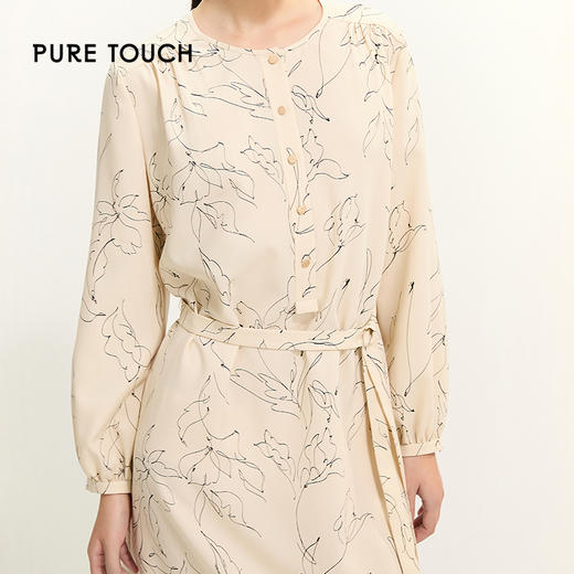 pure touch女士印花职业通勤收腰连衣裙1349251005 商品图3
