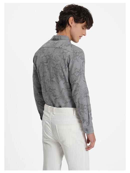 callisto山海系列灰色棉亚麻混纺长袖衬衫 商品图4