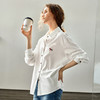 OLrain欧芮儿白色长袖衬衫女春季2025年新款休闲趣味绣花纽扣衬衣 商品缩略图1