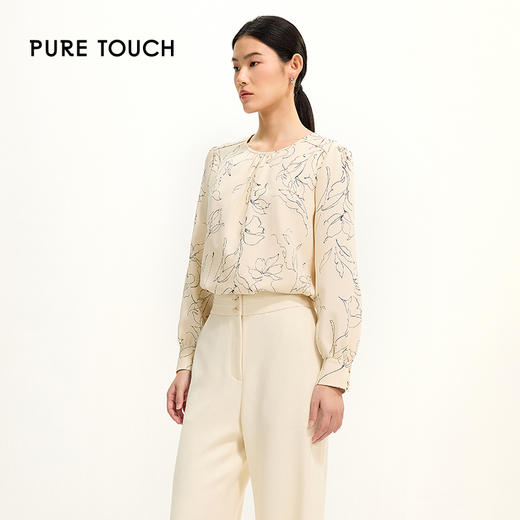pure touch圆领简约印花女士长袖衬衫1301251004 商品图2