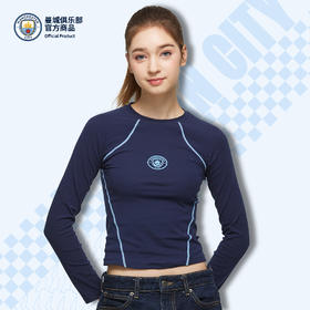 【官方正版】曼城俱乐部 | 深蓝女球迷运动长袖T恤瑜伽健身