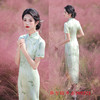 GX老上海复古中国风长款双襟短袖旗袍2025春夏新款素雅中式宴会旗袍 商品缩略图1