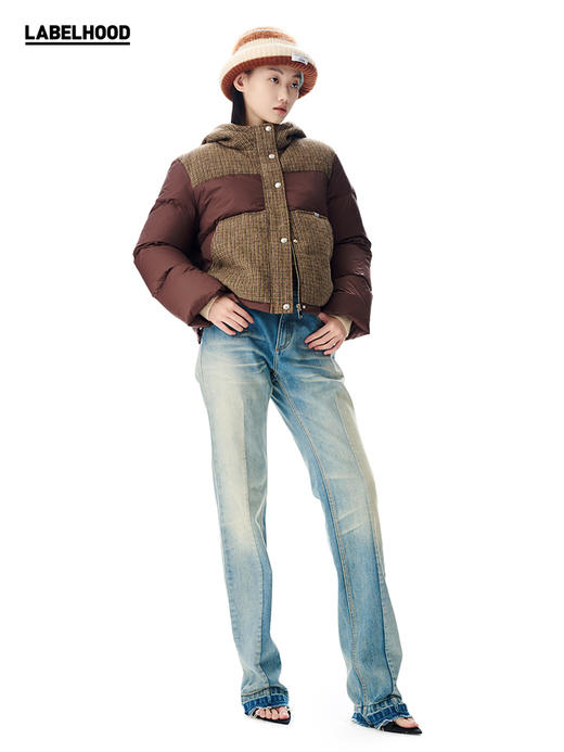【SHORT SENTENCE×LABELHOOD】联名格纹带帽羽绒服夹克 商品图2