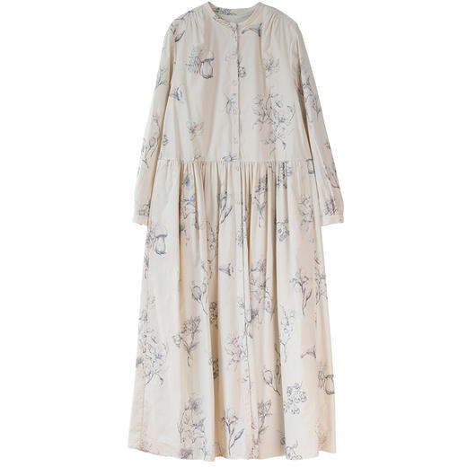 牧衣游原创 印花木棉纤维混纺风衣女新款设计感宽松长外套 雾隐花 商品图4