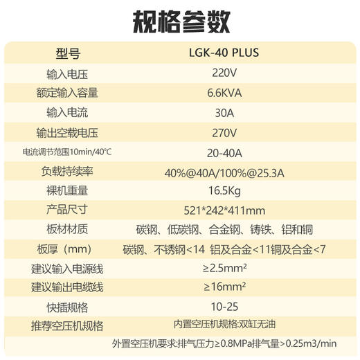 上海沪工等离子切割机LGK40 PLUS内置气泵220v家用两用一体机焊割机，适配PT-31切割枪。 商品图1