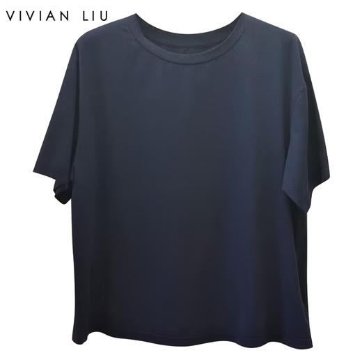 VIVIAN LIU D2457306秋女装新款时尚圆领胸前绣花短袖针织衫 商品图0