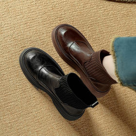 【预售5天】巨好穿~法式瘦瘦靴女秋冬加绒切尔西短靴弹力袜靴粗跟马丁靴NJMK&K1196