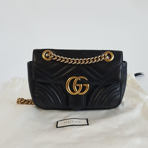 【95新】Gucci古驰Marmont系列446744黑金马蒙22链条包单肩斜挎包261224TJ04 现售价：6000 商品图1