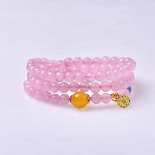 珩钻 天然芙蓉石粉晶莲蓬多圈手串6mm  天然粉水晶手链粉色芙蓉石玛瑙石转运珠新中式手链带证书 商品图3