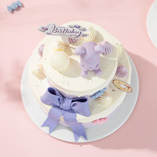 【爱心紫小熊】6+4英寸双层新品下午茶，女孩子都喜欢的创意甜品塔；多层精致的美味，满载着美好与祝福（119.9/179.9） 商品图1